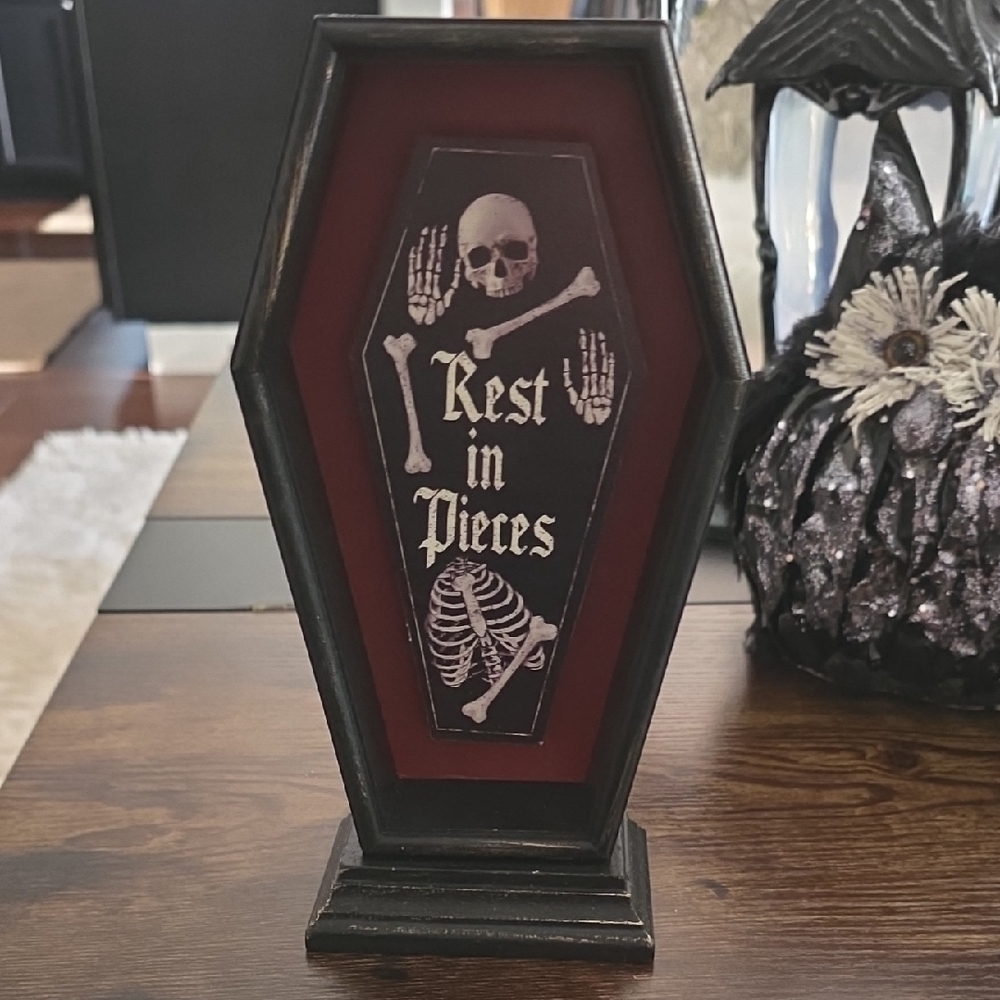 Gothic Skeleton Coffin Decor in Black and Red